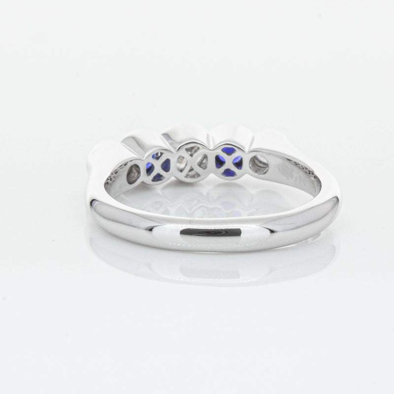 18ct White Gold Sapphire & Diamond Five-Stone Natalia Ring-Ring-Walker & Hall