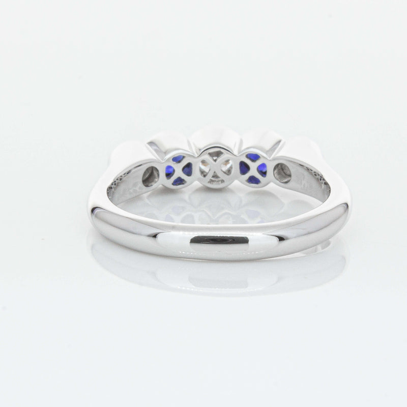 18ct White Gold Sapphire & Diamond Five-Stone Natalia Ring-Ring-Walker & Hall