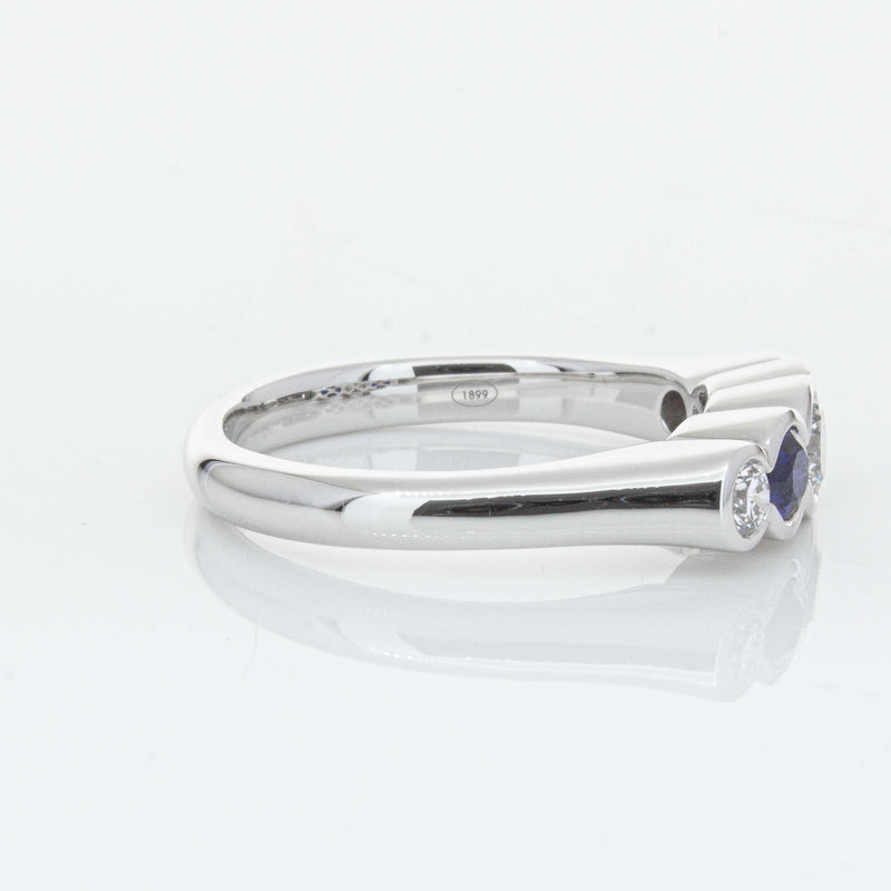 18ct White Gold Sapphire & Diamond Five-Stone Natalia Ring-Ring-Walker & Hall