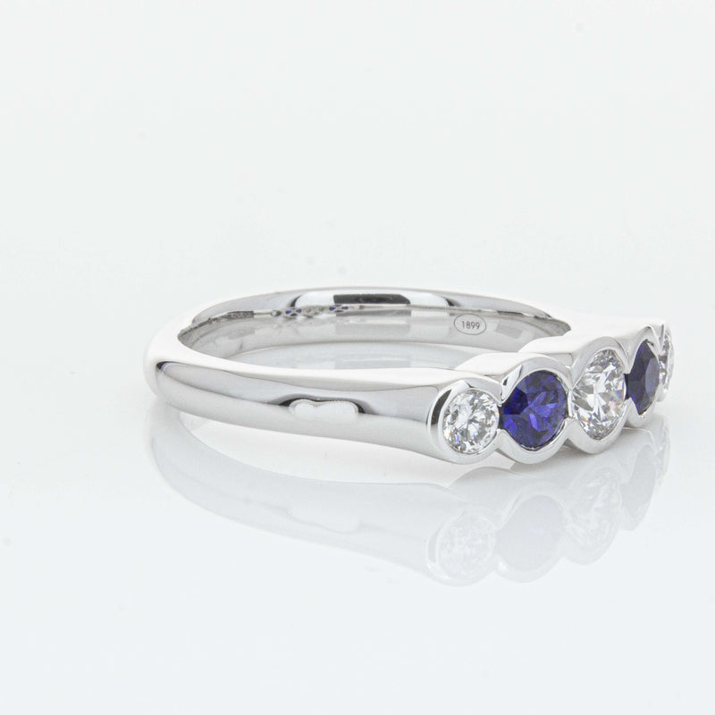 18ct White Gold Sapphire & Diamond Five-Stone Natalia Ring-Ring-Walker & Hall