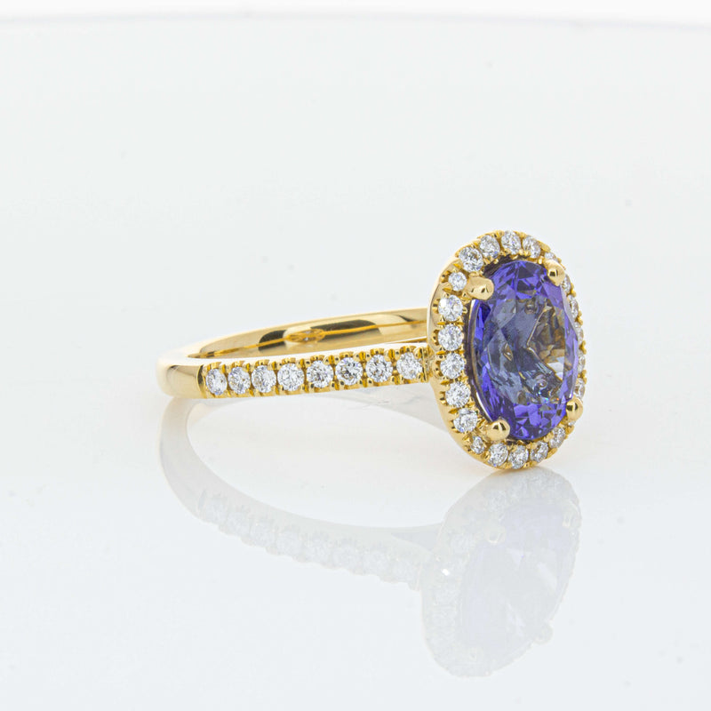 18ct Yellow Gold 1.95ct Tanzanite & Diamond Ring-Ring-Walker & Hall