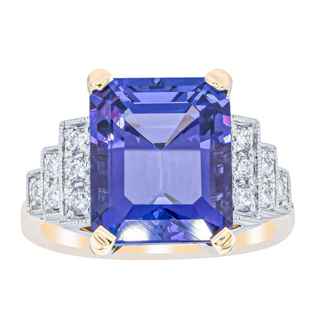18ct Yellow Gold 7.03ct Tanzanite & Diamond Maya Ring-Ring-Walker & Hall