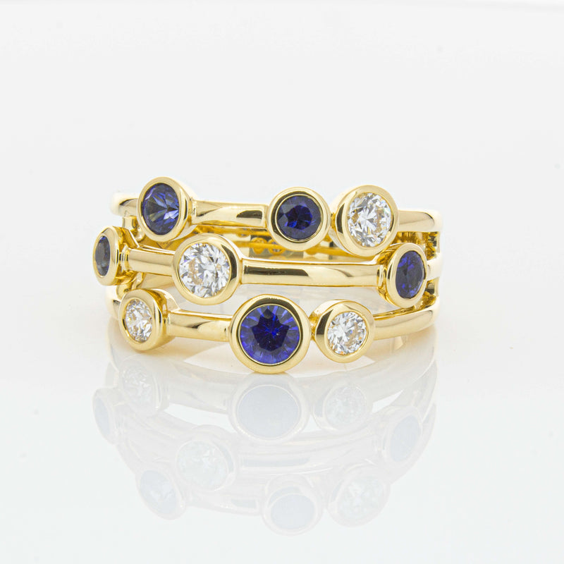 18ct Yellow Gold Sapphire & Diamond Ring-Ring-Walker & Hall