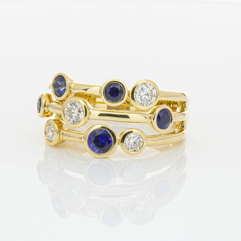 18ct Yellow Gold Sapphire & Diamond Ring-Ring-Walker & Hall