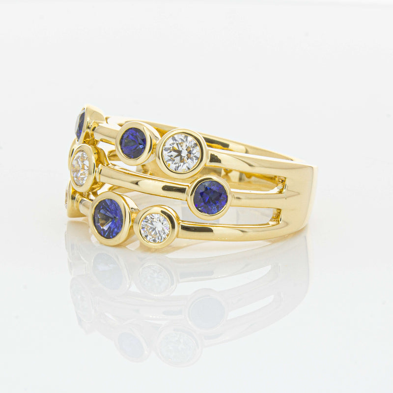 18ct Yellow Gold Sapphire & Diamond Ring-Ring-Walker & Hall