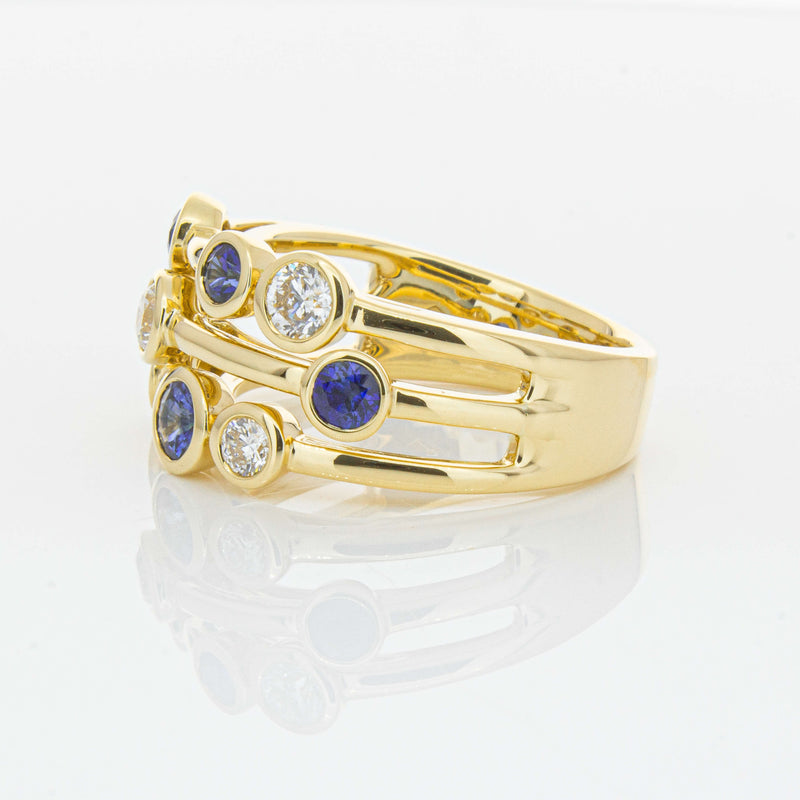 18ct Yellow Gold Sapphire & Diamond Ring-Ring-Walker & Hall