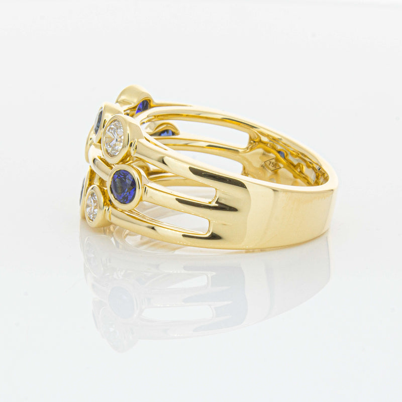 18ct Yellow Gold Sapphire & Diamond Ring-Ring-Walker & Hall