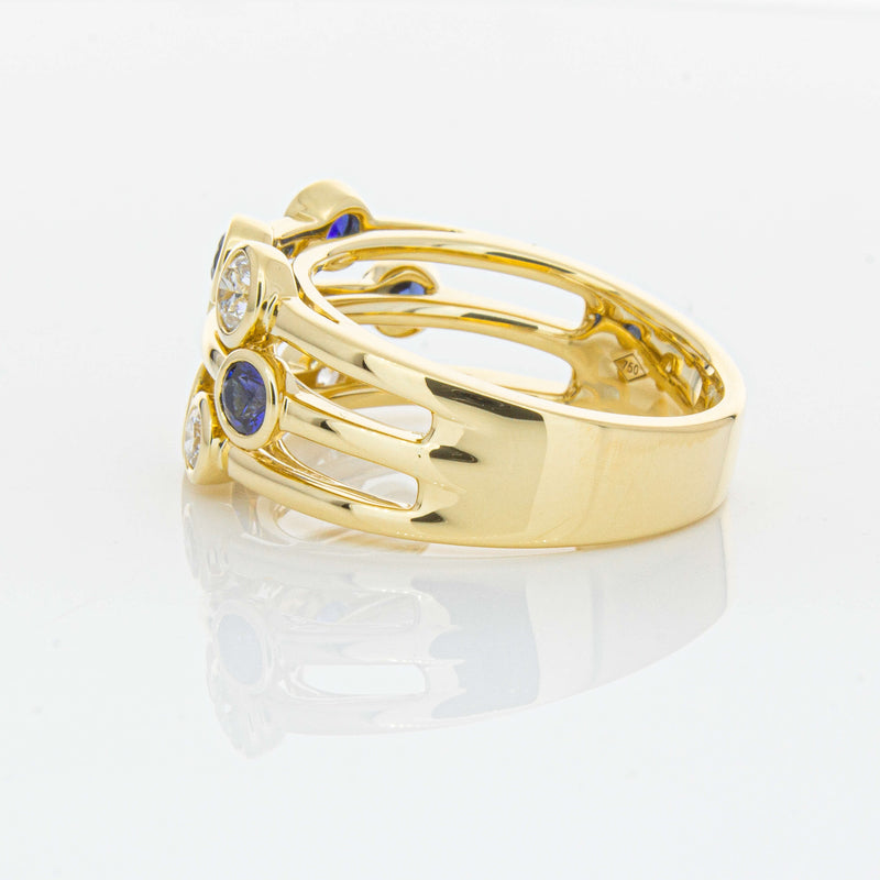 18ct Yellow Gold Sapphire & Diamond Ring-Ring-Walker & Hall