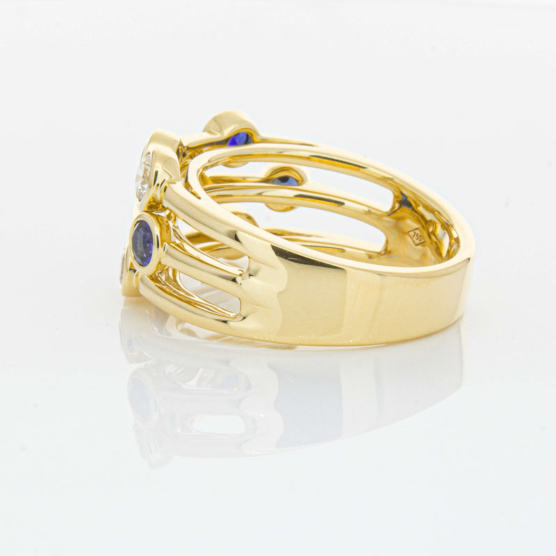 18ct Yellow Gold Sapphire & Diamond Ring-Ring-Walker & Hall