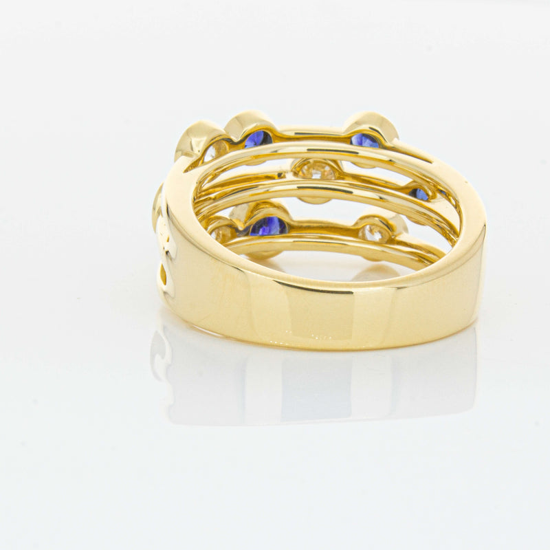 18ct Yellow Gold Sapphire & Diamond Ring-Ring-Walker & Hall