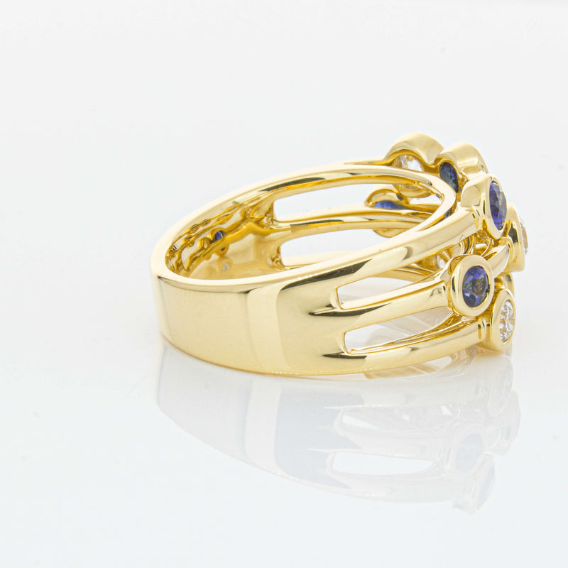 18ct Yellow Gold Sapphire & Diamond Ring-Ring-Walker & Hall