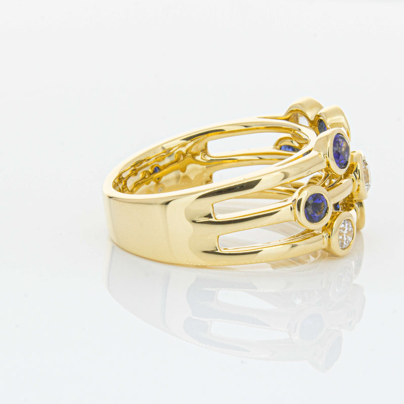 18ct Yellow Gold Sapphire & Diamond Ring-Ring-Walker & Hall