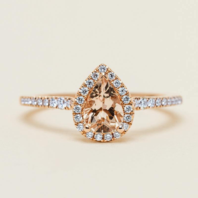18ct Rose Gold Morganite & Diamond Mini Sierra Ring - Ring - Walker & Hall