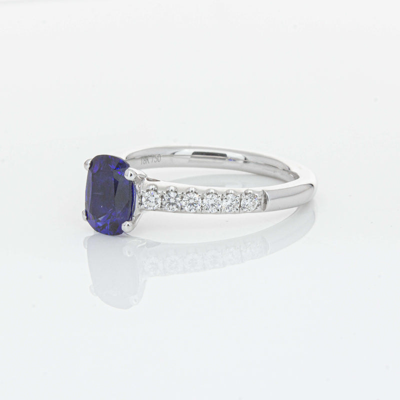 18ct White Gold 1.36ct Sapphire & Diamond Meridien Ring-Ring-Walker & Hall