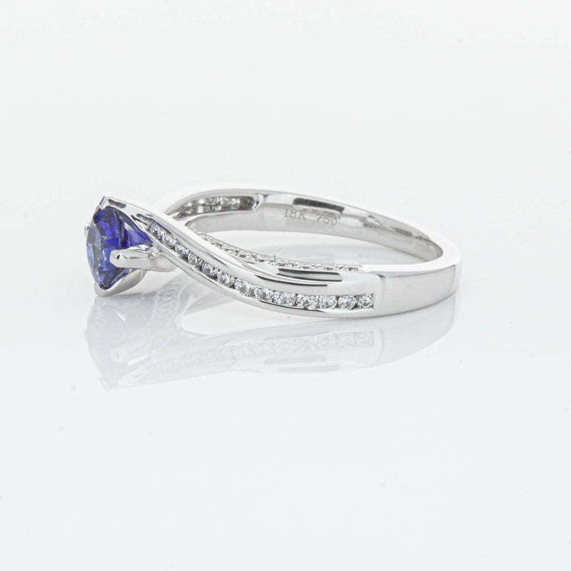 18ct White Gold .72ct Sapphire Helix Ring-Ring-Walker & Hall