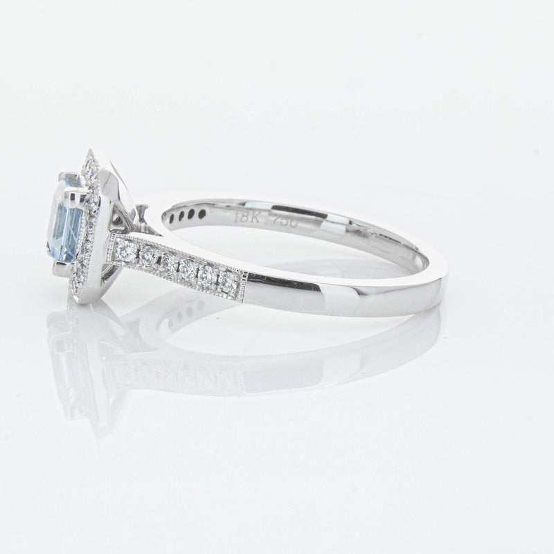 18ct White Gold .46ct Aquamarine & Diamond Mandalay Ring-Ring-Walker & Hall