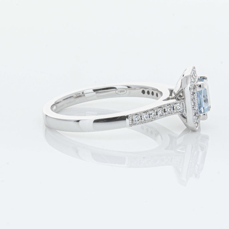 18ct White Gold .46ct Aquamarine & Diamond Mandalay Ring-Ring-Walker & Hall