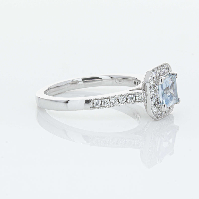 18ct White Gold .46ct Aquamarine & Diamond Mandalay Ring-Ring-Walker & Hall