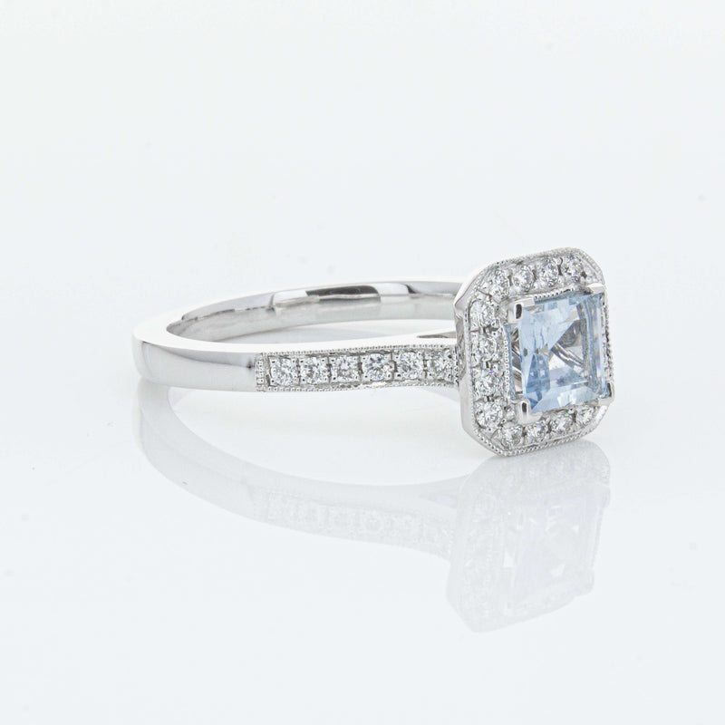 18ct White Gold .46ct Aquamarine & Diamond Mandalay Ring-Ring-Walker & Hall