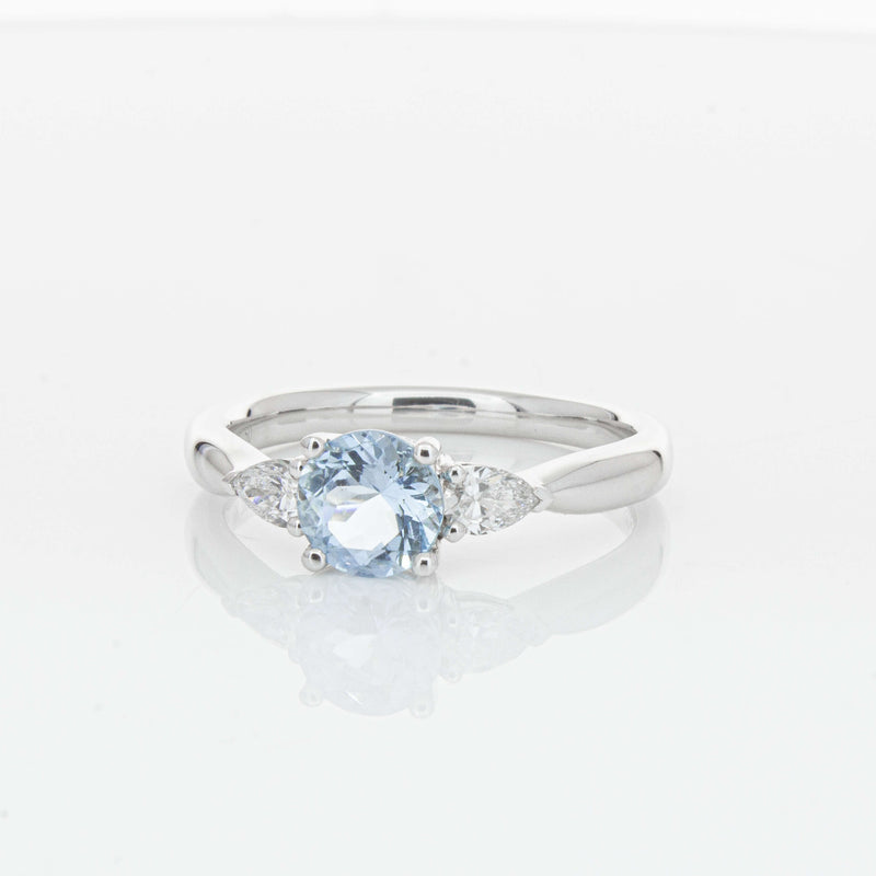 18ct White Gold Aquamarine & Diamond Ayla Ring-Ring-Walker & Hall