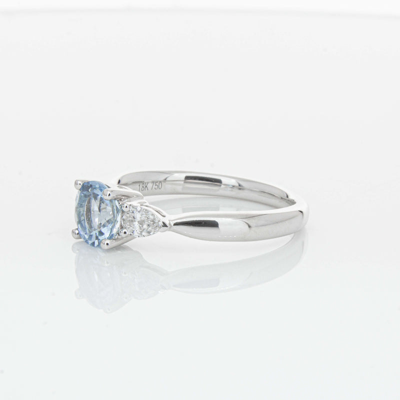 18ct White Gold Aquamarine & Diamond Ayla Ring-Ring-Walker & Hall