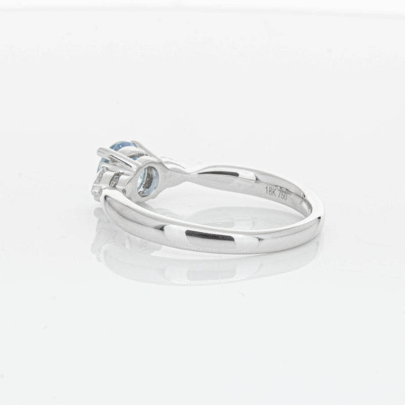 18ct White Gold Aquamarine & Diamond Ayla Ring-Ring-Walker & Hall