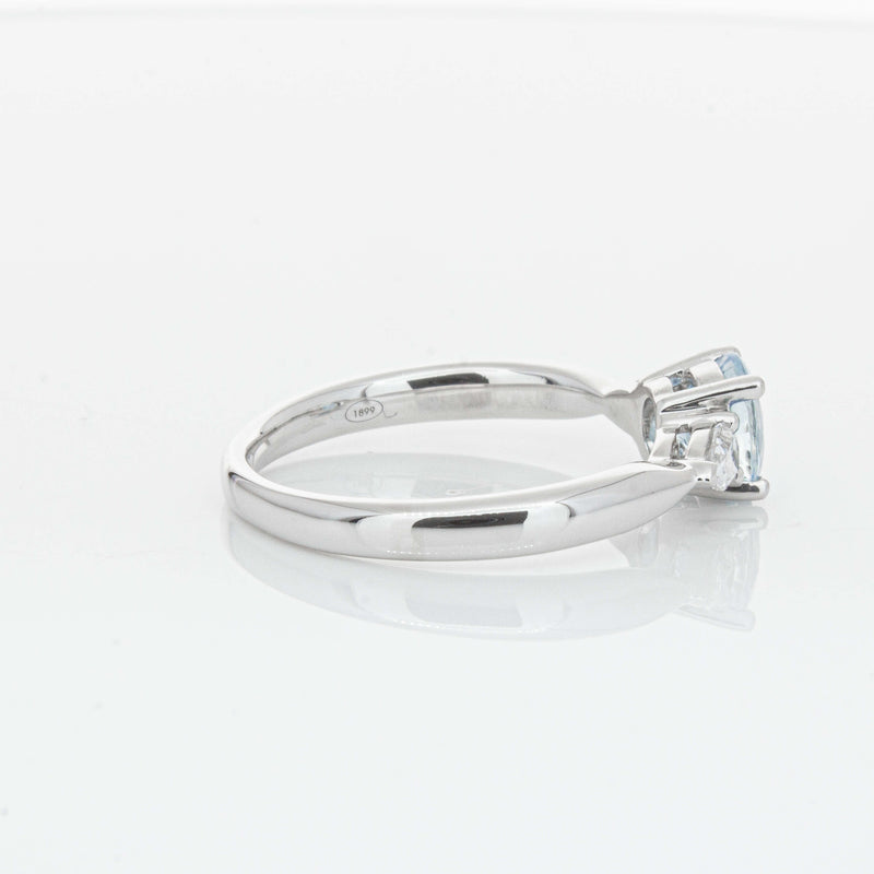 18ct White Gold Aquamarine & Diamond Ayla Ring-Ring-Walker & Hall