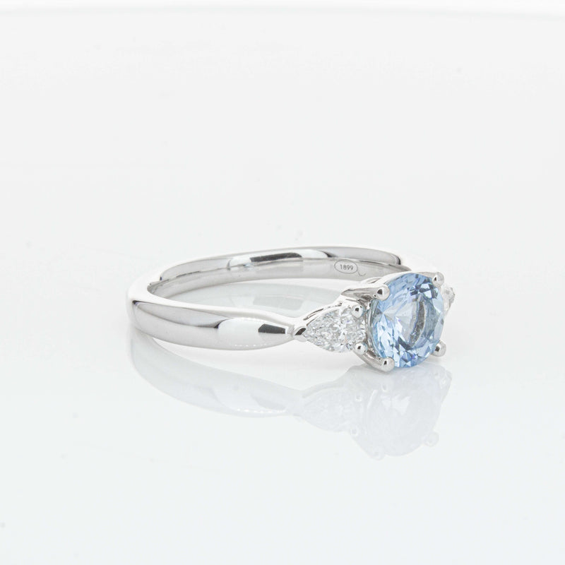 18ct White Gold Aquamarine & Diamond Ayla Ring-Ring-Walker & Hall