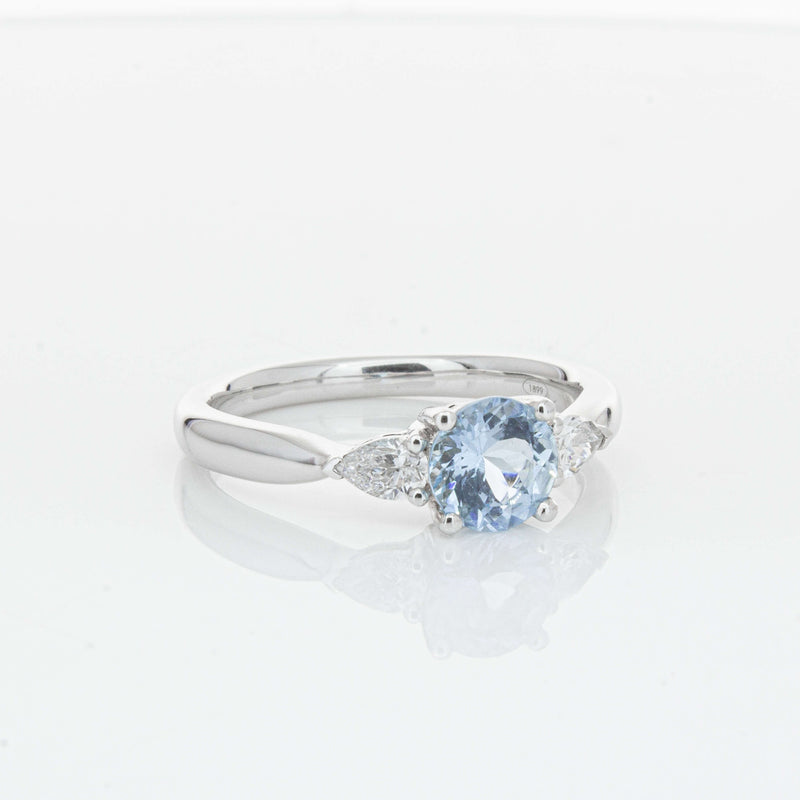 18ct White Gold Aquamarine & Diamond Ayla Ring-Ring-Walker & Hall