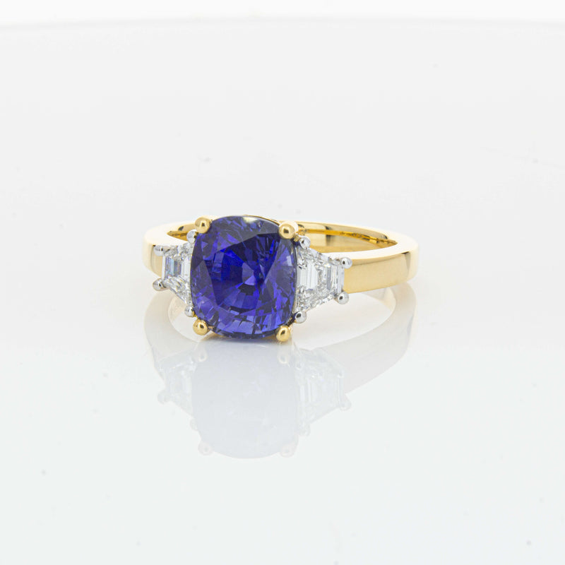 18ct Yellow Gold 3.90ct Sapphire & Diamond Ring-Ring-Walker & Hall