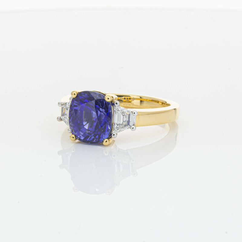 18ct Yellow Gold 3.90ct Sapphire & Diamond Ring-Ring-Walker & Hall