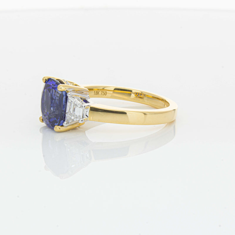 18ct Yellow Gold 3.90ct Sapphire & Diamond Ring-Ring-Walker & Hall