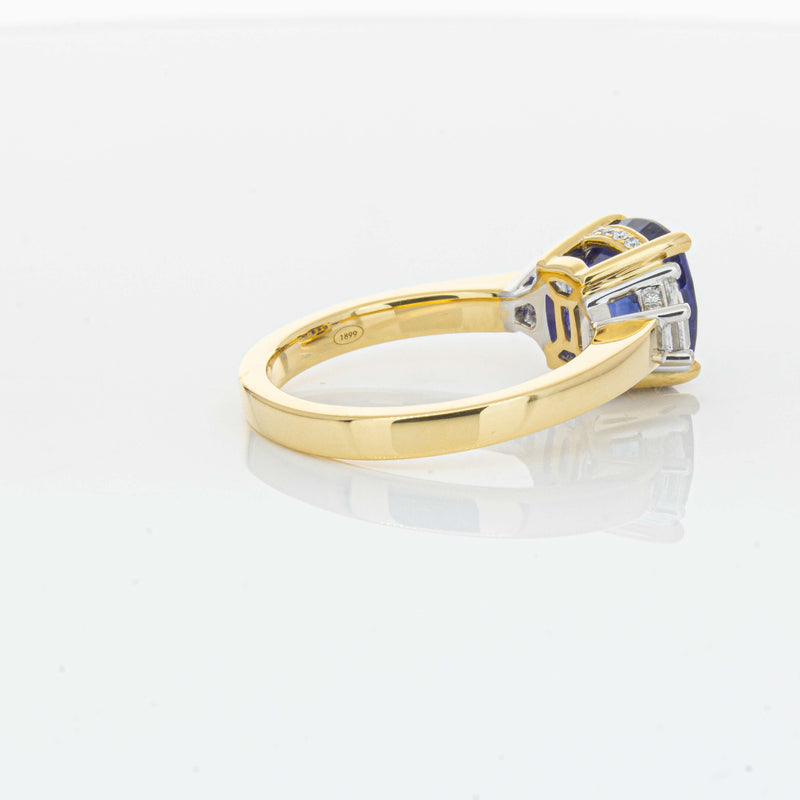 18ct Yellow Gold 3.90ct Sapphire & Diamond Ring-Ring-Walker & Hall