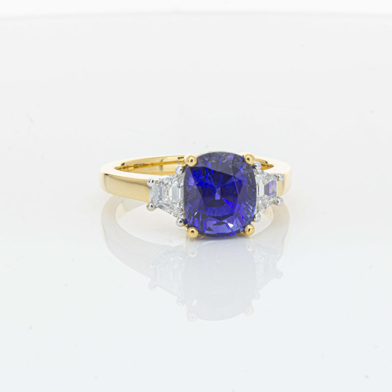 18ct Yellow Gold 3.90ct Sapphire & Diamond Ring-Ring-Walker & Hall