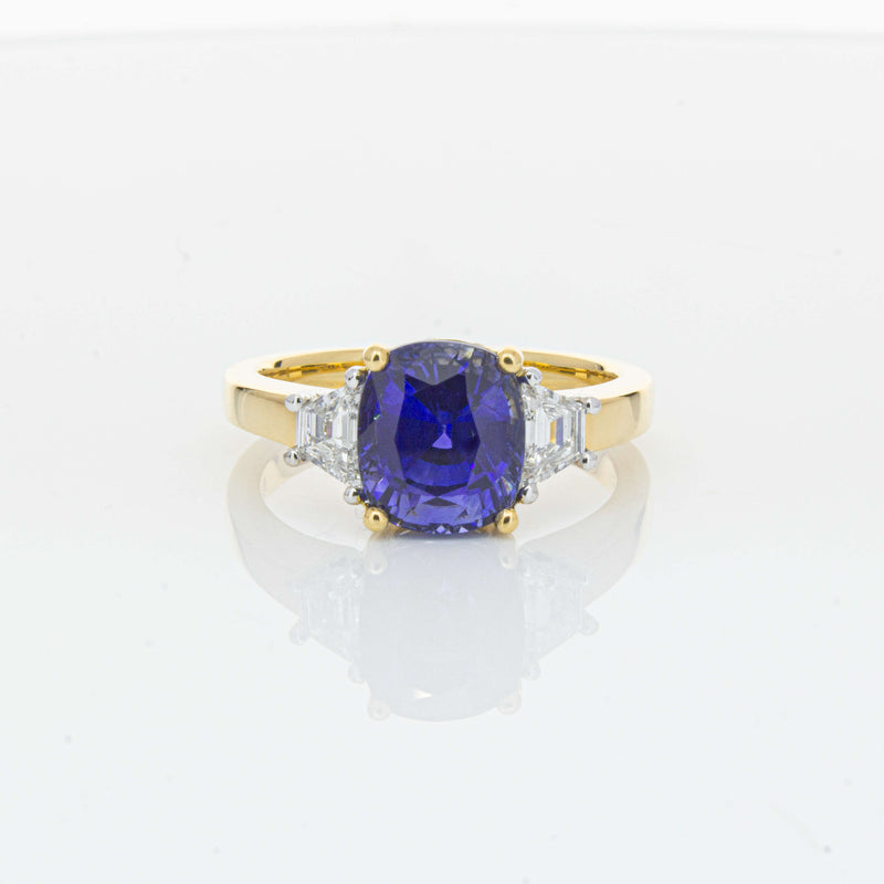 18ct Yellow Gold 3.90ct Sapphire & Diamond Ring-Ring-Walker & Hall