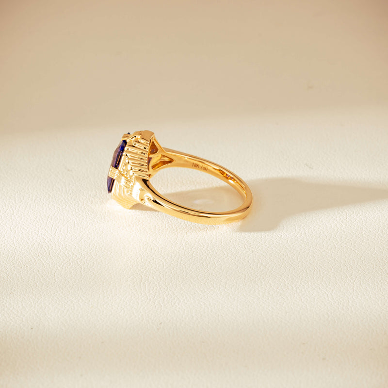 18ct Yellow Gold 2.06ct Tanzanite Nile Ring - Ring - Walker & Hall