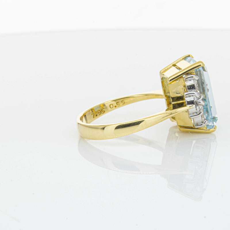Deja Vu 18ct Yellow Gold 19.00ct Aquamarine & Diamond Ring-Ring-Walker & Hall