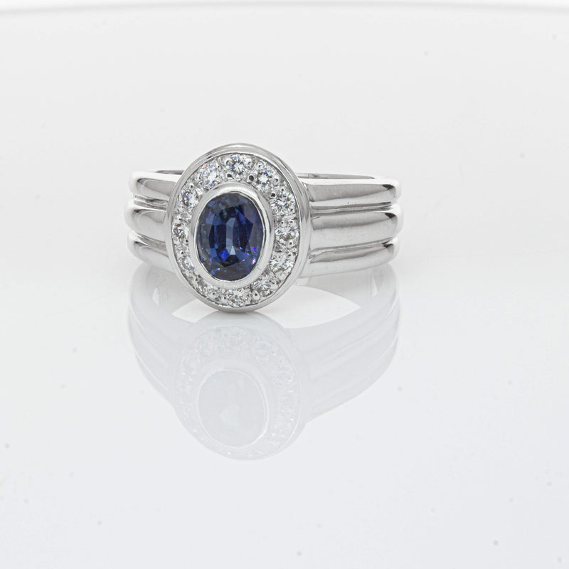 Deja Vu 9ct White Gold 1.00ct Sapphire & Diamond Ring-Ring-Walker & Hall