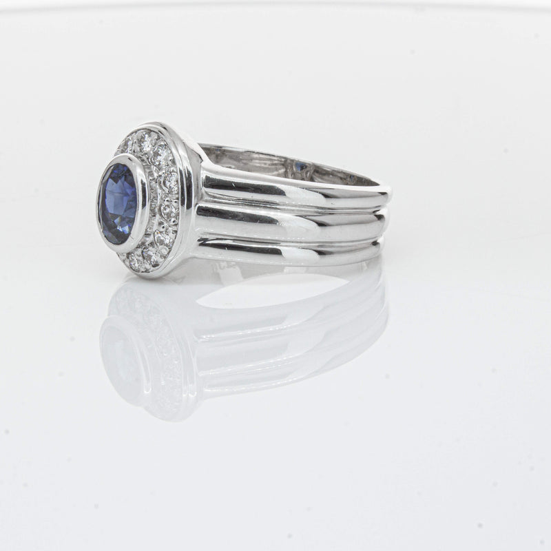 Deja Vu 9ct White Gold 1.00ct Sapphire & Diamond Ring-Ring-Walker & Hall