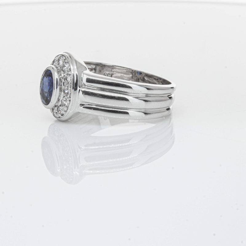 Deja Vu 9ct White Gold 1.00ct Sapphire & Diamond Ring-Ring-Walker & Hall