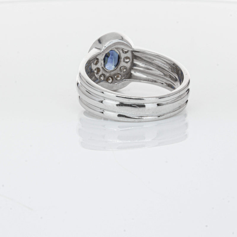 Deja Vu 9ct White Gold 1.00ct Sapphire & Diamond Ring-Ring-Walker & Hall