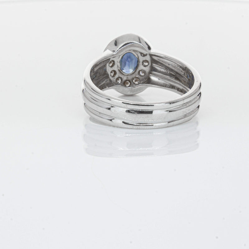 Deja Vu 9ct White Gold 1.00ct Sapphire & Diamond Ring-Ring-Walker & Hall