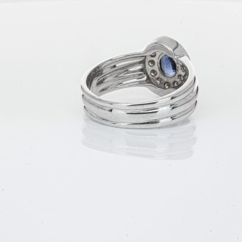 Deja Vu 9ct White Gold 1.00ct Sapphire & Diamond Ring-Ring-Walker & Hall