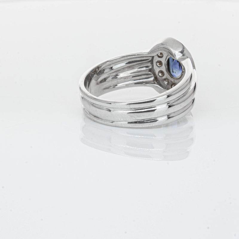 Deja Vu 9ct White Gold 1.00ct Sapphire & Diamond Ring-Ring-Walker & Hall