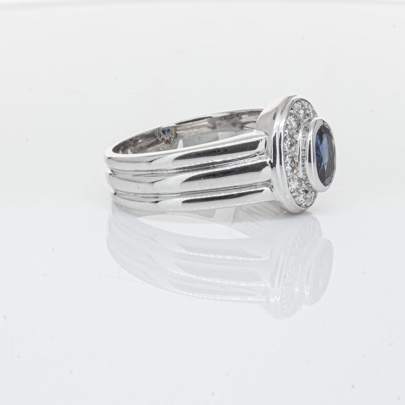 Deja Vu 9ct White Gold 1.00ct Sapphire & Diamond Ring-Ring-Walker & Hall