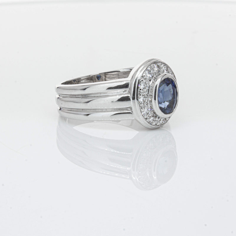 Deja Vu 9ct White Gold 1.00ct Sapphire & Diamond Ring-Ring-Walker & Hall