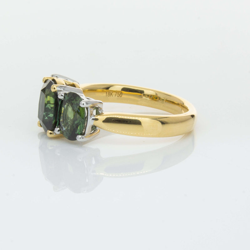 18ct Yellow Gold Green Sapphire Three-Stone Ring-Ring-Walker & Hall