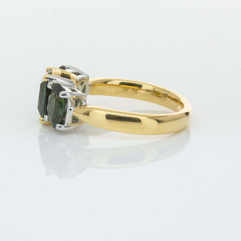 18ct Yellow Gold Green Sapphire Three-Stone Ring-Ring-Walker & Hall