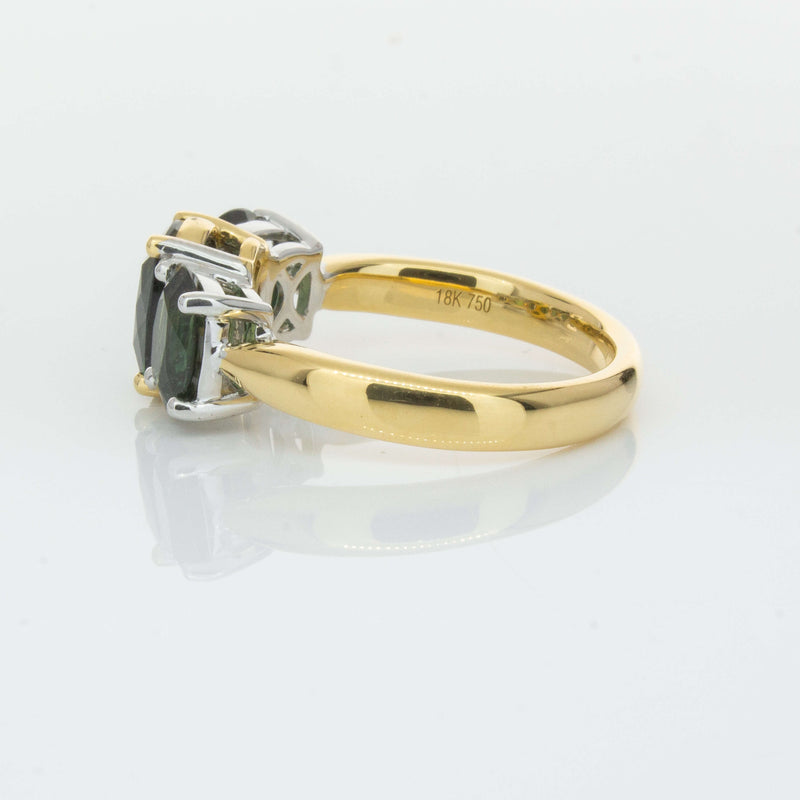 18ct Yellow Gold Green Sapphire Three-Stone Ring-Ring-Walker & Hall