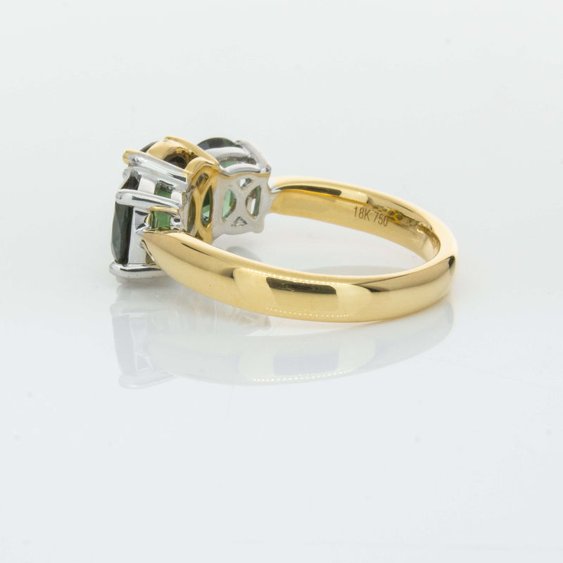 18ct Yellow Gold Green Sapphire Three-Stone Ring-Ring-Walker & Hall